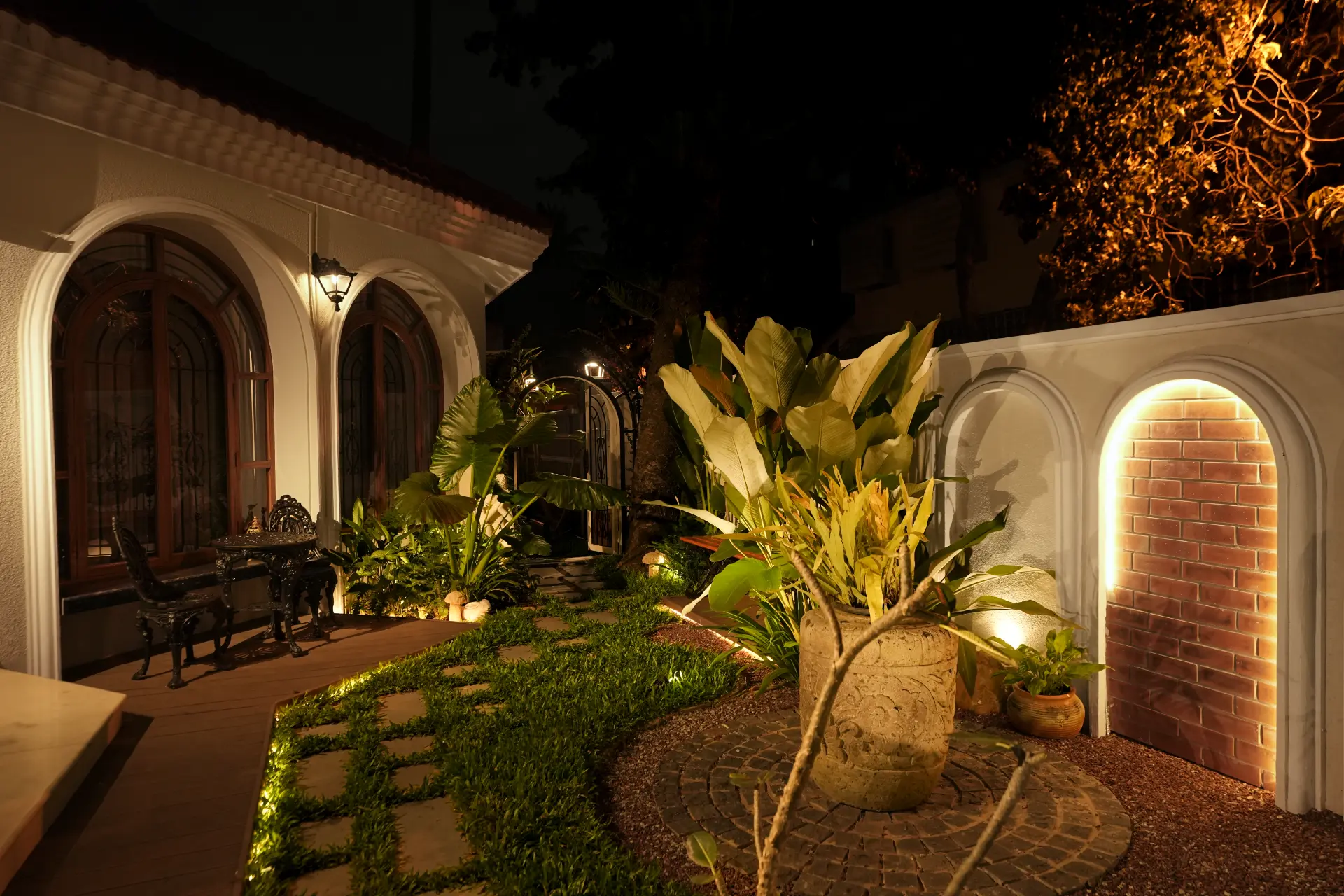 The courtyard after dark